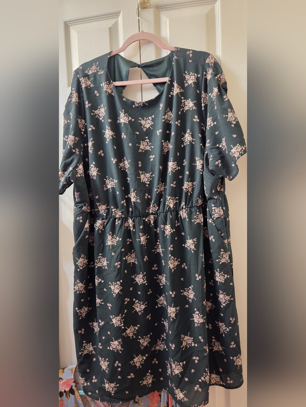 torrid Dark Green Floral Dress with Pink Accents